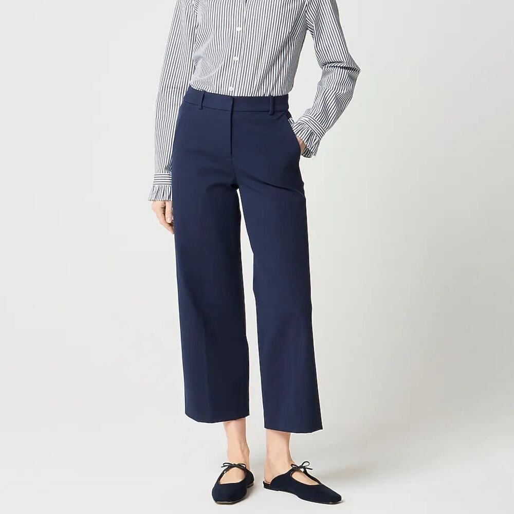 J.Crew Factory Remy Wide Leg Cropped Pant Navy Blue Size 6 NWT